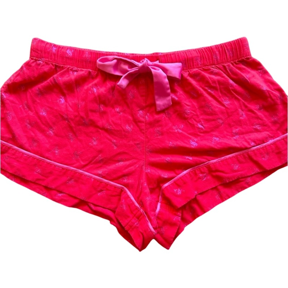 Victoria’s Secret red heart printed pj shorts with bow drawstring